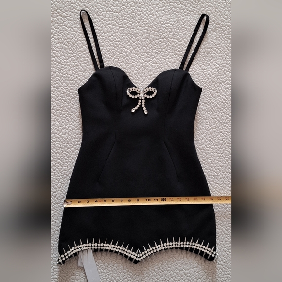 AREA Crystal Embellished Spike Sleeveless Mini Dress In Black US 10 Org $1,495 - Picture 13 of 16